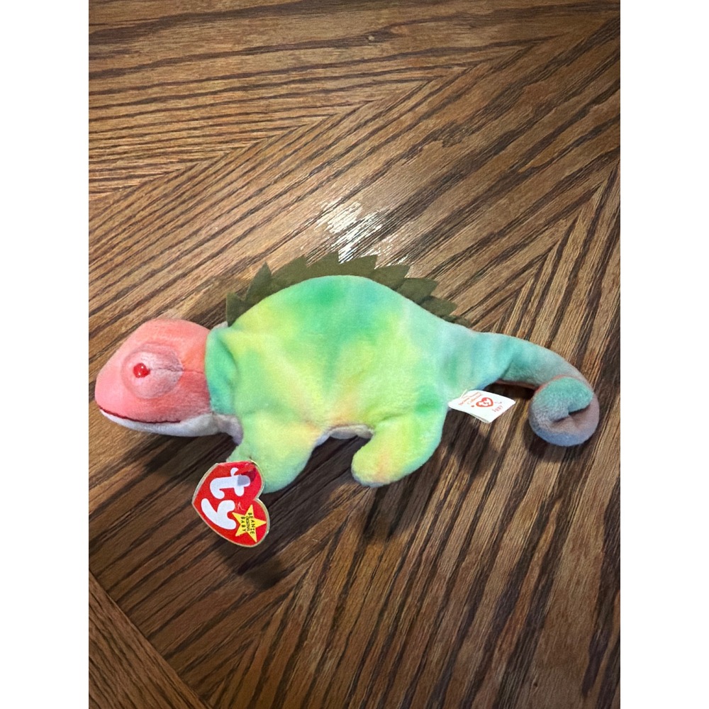 Ty Beanie Baby Iggy the Iguana 1997 Retired Tie Dye Plush Reptile with Tags